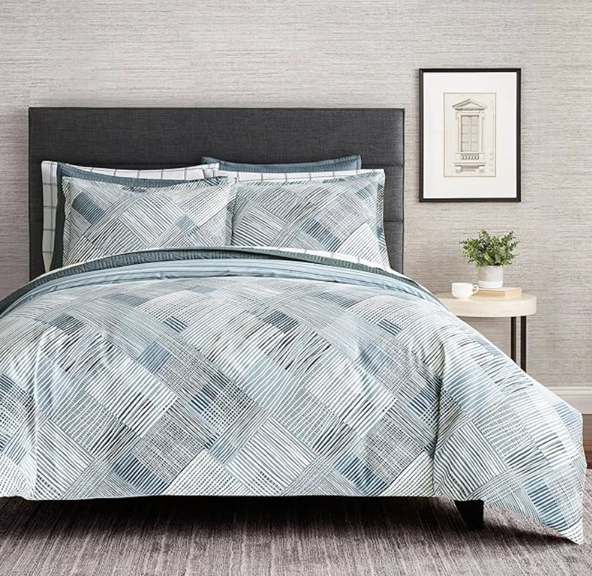 Scott Living 3Pc 100% Cotton Duvet Set Ambrose China Blue Queen/King