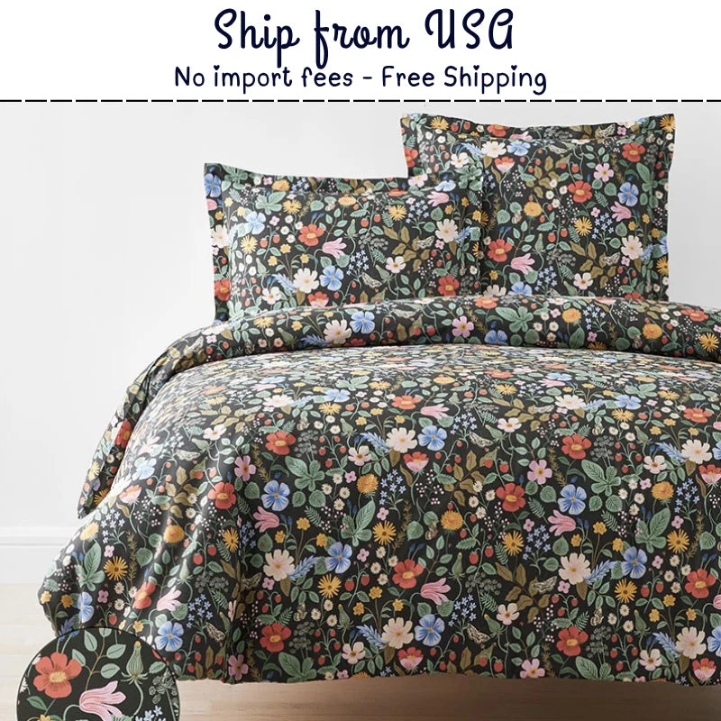 Rifle Paper Co. Strawberry Fields Classic Cool Cotton Percale Duvet Cover
