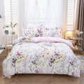 Chic Floral Queen Duvet Cover Set, 100% Cotton Wildflowers Bedding 3-Piece